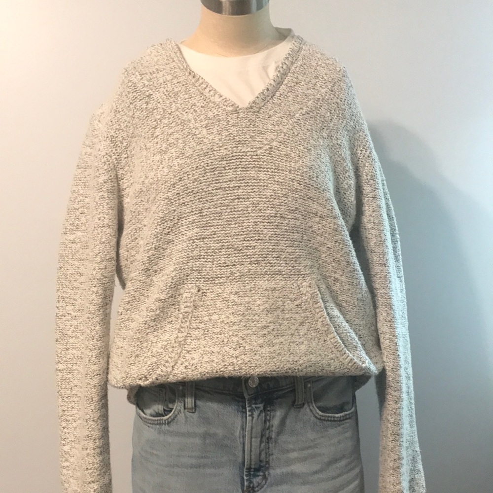 TNA Heathered Gray V-Neck Sweater